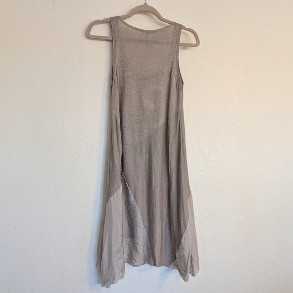 Eileen Fisher Linen Silk Blend Sleeveless High-Low Stretchy Gray Dress Lagenlook - Picture 6 of 7